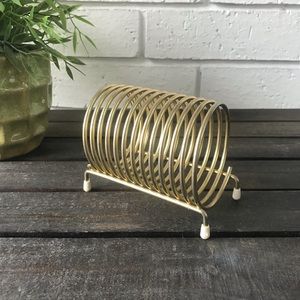 Spiral Coil Letter Paper Cards Holder Gold Tone